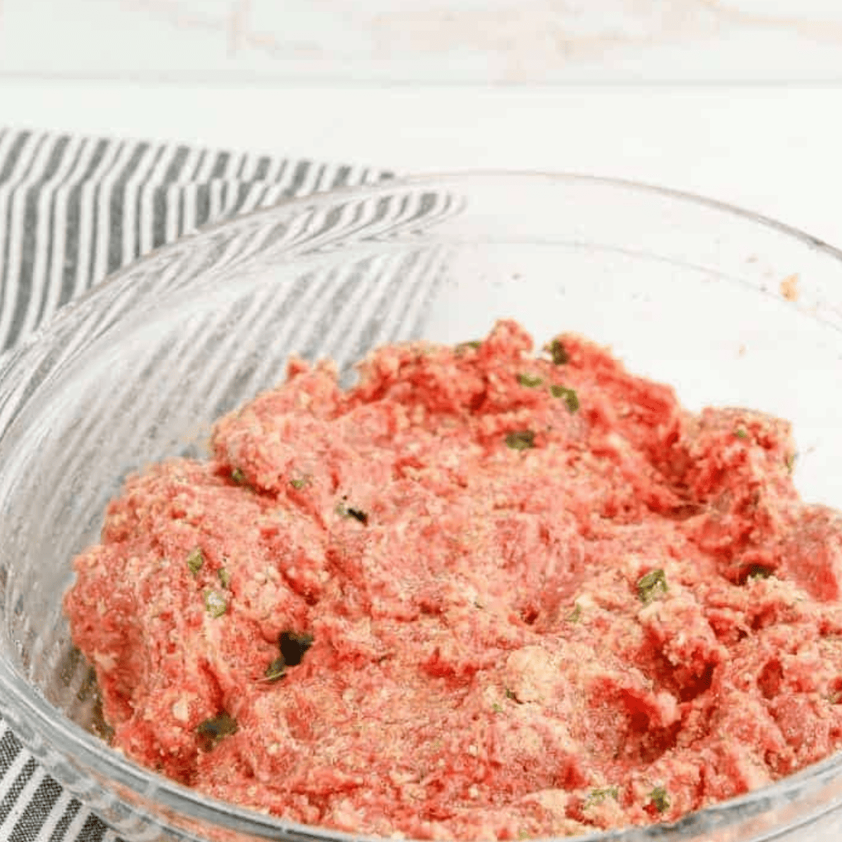 Combined Olive Garden Meatball Ingredients in bowl.