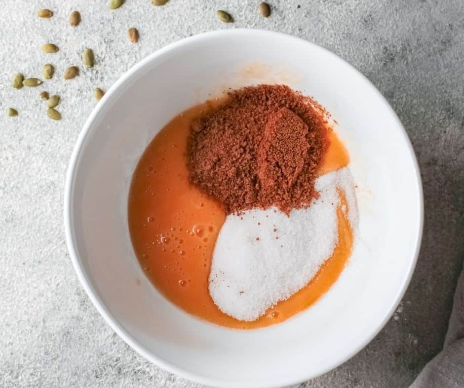 Pumpkin Puree with Sugars in Bowl Starbucks Air Fryer Pumpkin Bread