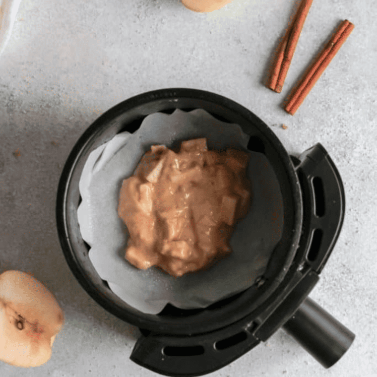 Diced apples folded into thick fritter batter with a spatula