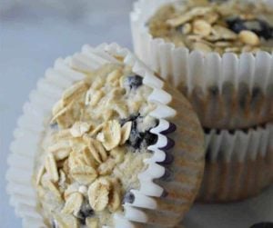 Air Fryer Banana Blueberry Oat Muffins