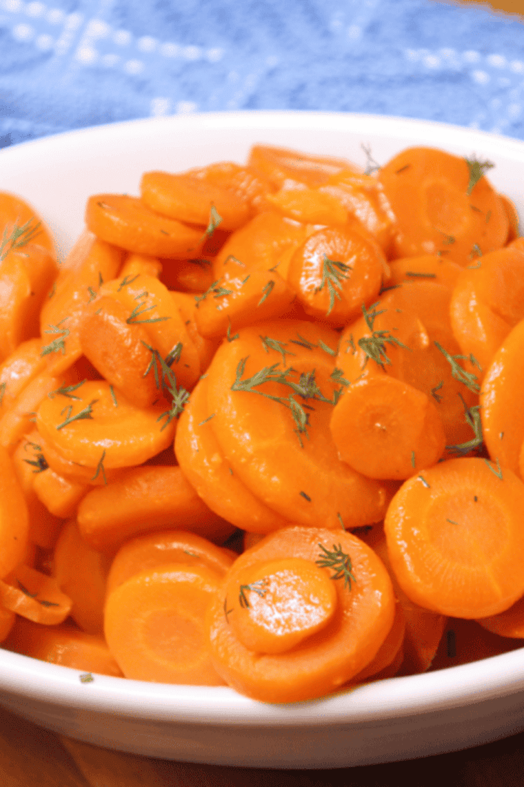 Golden, tender canned carrots roasted in an air fryer, served hot.
