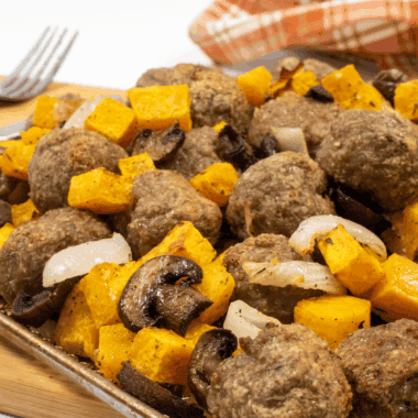 Air Fryer Turkey Sausage Meatballs and Squash