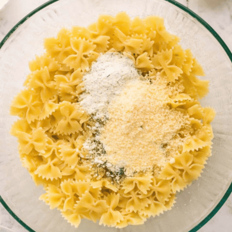 Air Fryer Cool Ranch Pasta Chips In Bowl