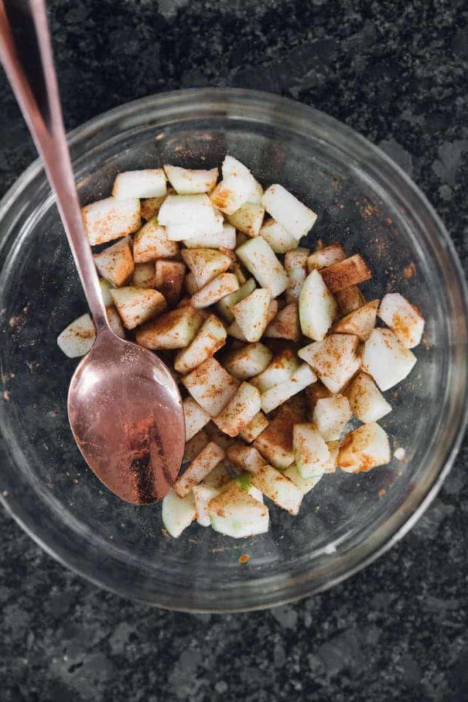 Prepare apple ingredients in a large bowl.