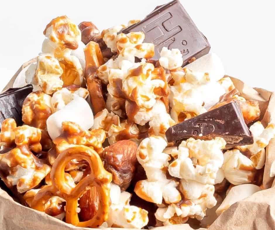 Air Fryer Caramel Chocolate Popcorn