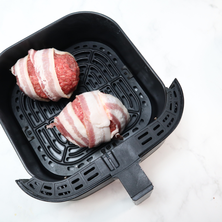 Place burger bombs into the air fryer basket.