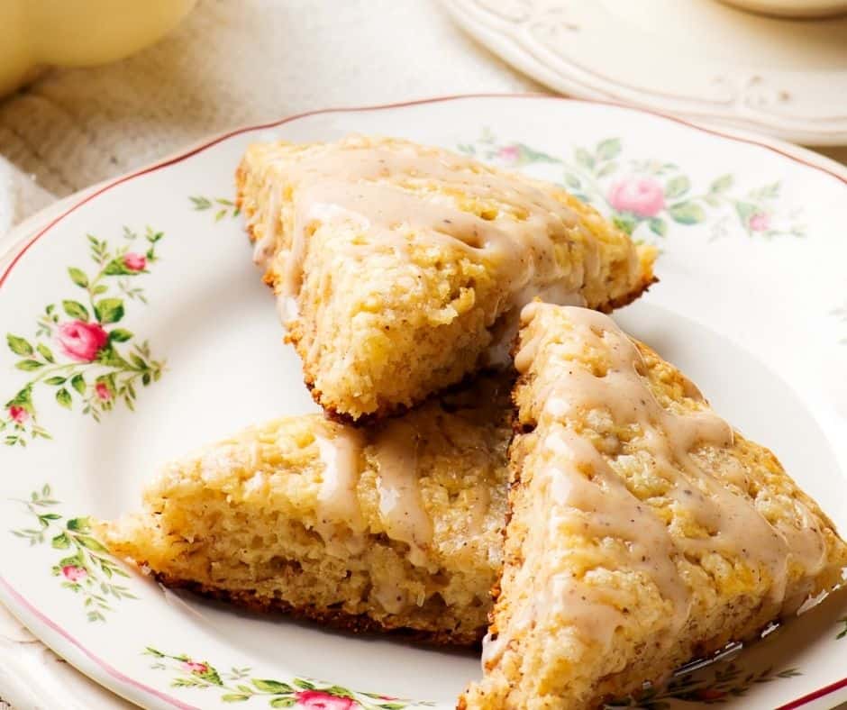 Banana scone dough pressed into a silicone mold before air frying.