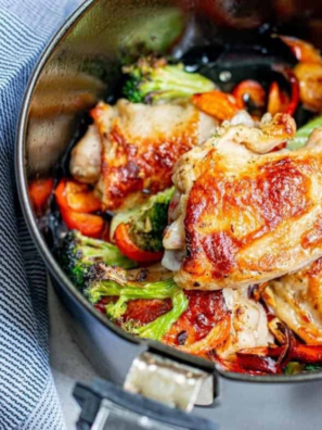 Air Fryer Chicken, Broccoli, and Bell Pepper