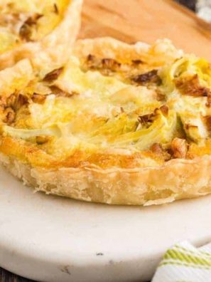 Air Fryer Caramelized Leeks and Artichoke Quiche