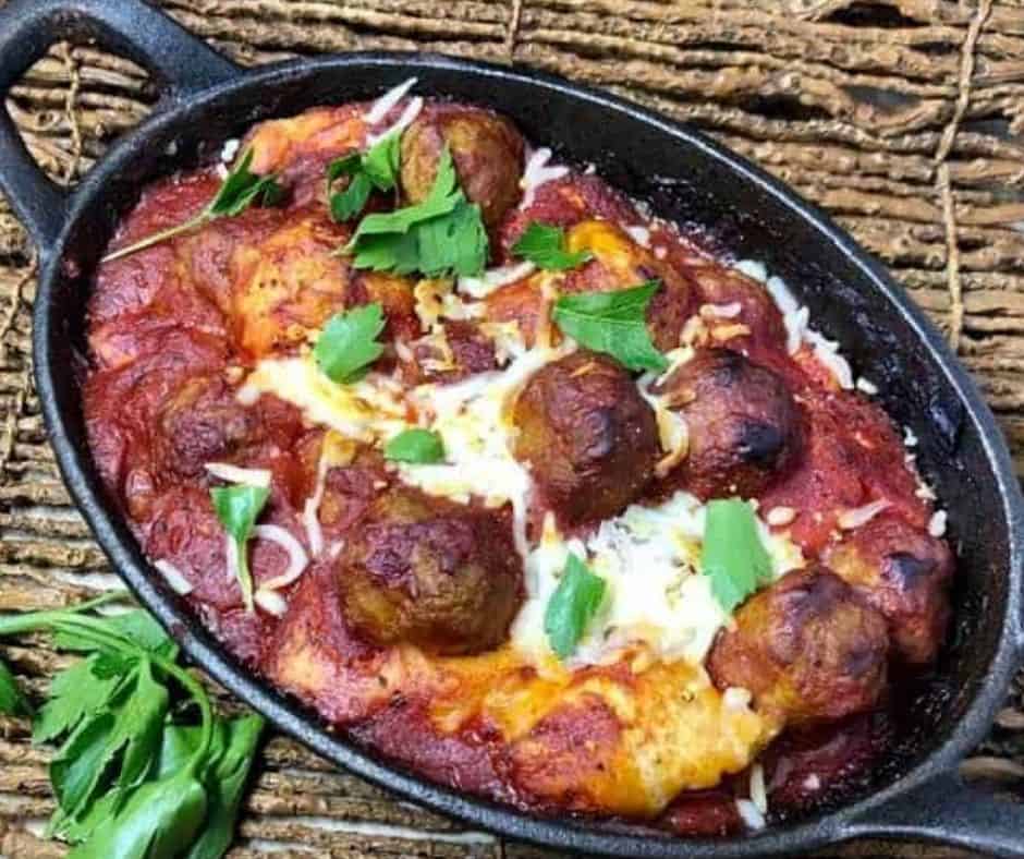 Air Fryer Italian Meatball and Biscuit Bake