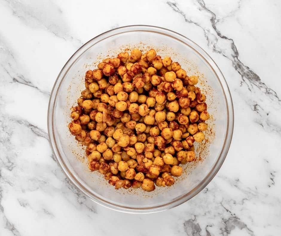 Air Fryer Korean BBQ Roasted Chickpeas Seasonings in Bowl