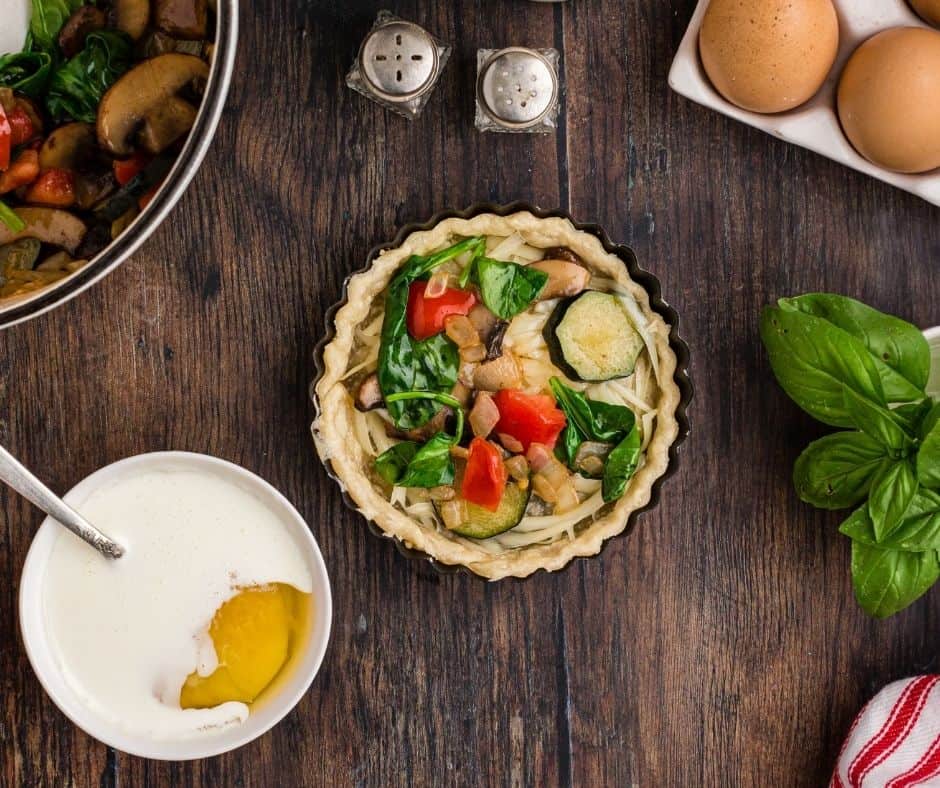 Add the filling in the prebaked pie crust.