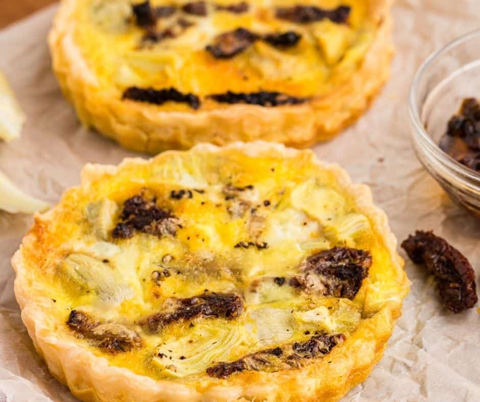 Air Fryer Sun-Dried Tomato and Artichoke Quiche