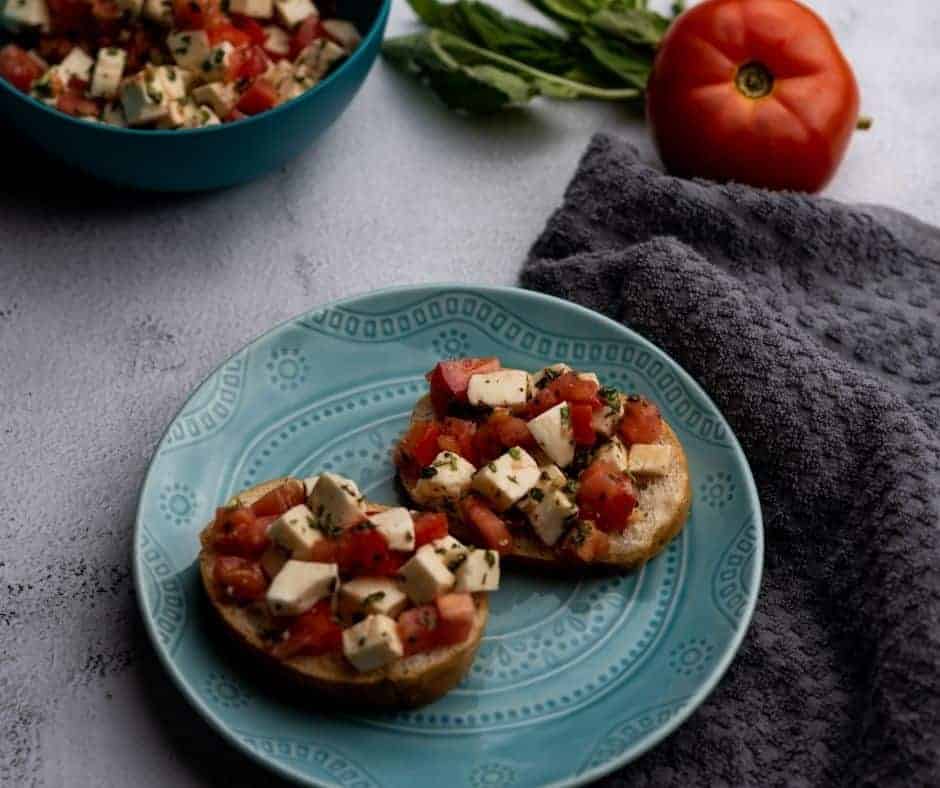 Air Fryer Tomato and Buffalo Mozzarella Bruschetta