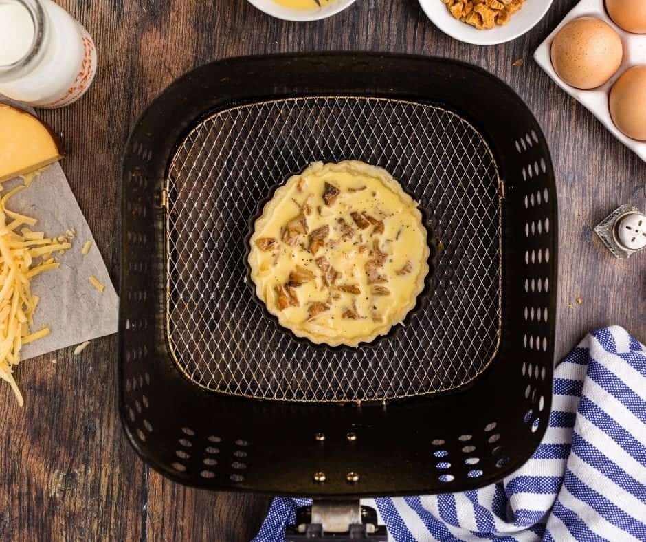 Pour the filing into the baked pie crust shell.