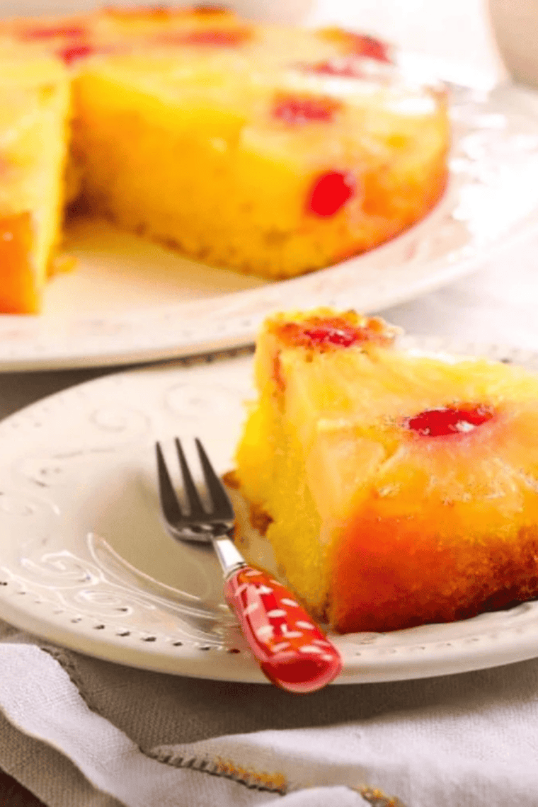 Easy Instant Pot Pineapple Upside Down Cake recipe, moist, caramelized pineapple, quick and effortless dessert