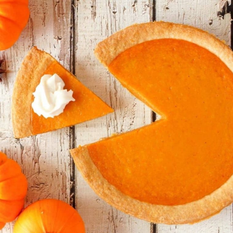 Freshly pressure-cooked pumpkin pie with set edges and a slightly jiggly center, still in the springform pan