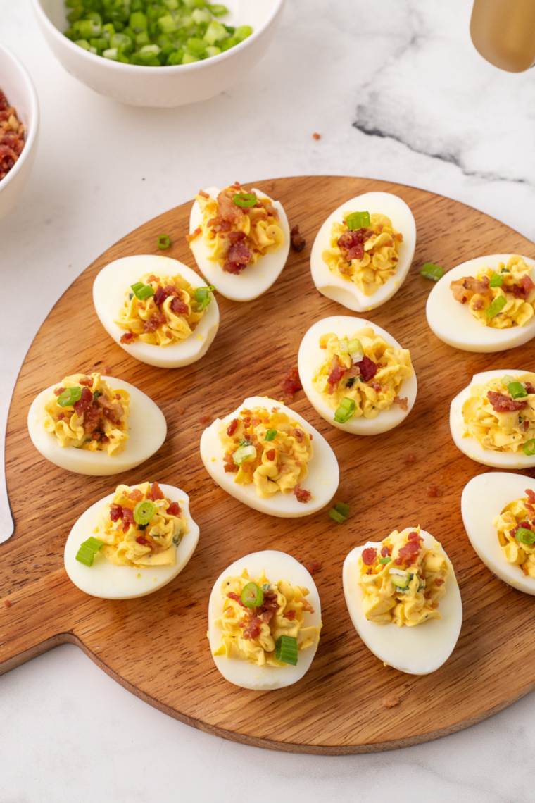 Eggs, mayonnaise, mustard, sweet pickle relish, and paprika for Southern deviled eggs
