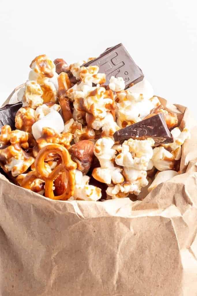 Air Fryer Caramel Chocolate Popcorn