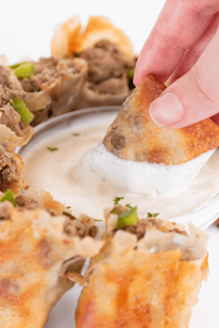 Air Fryer Cheesesteak Egg Rolls