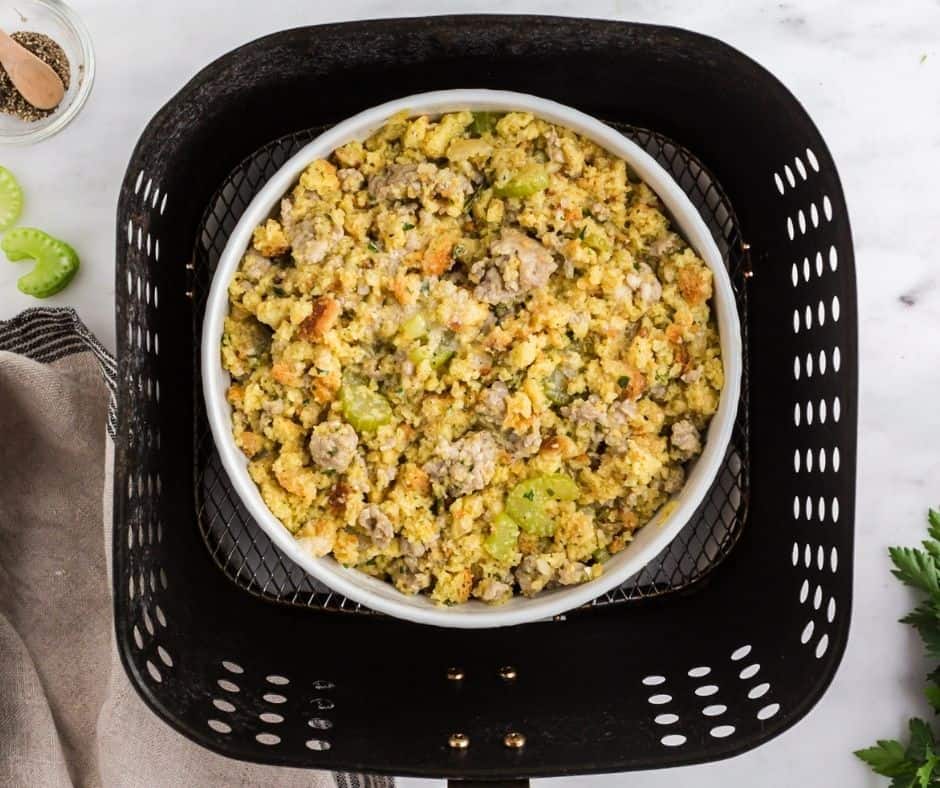 Air Fryer Cornbread Sausage Stuffing