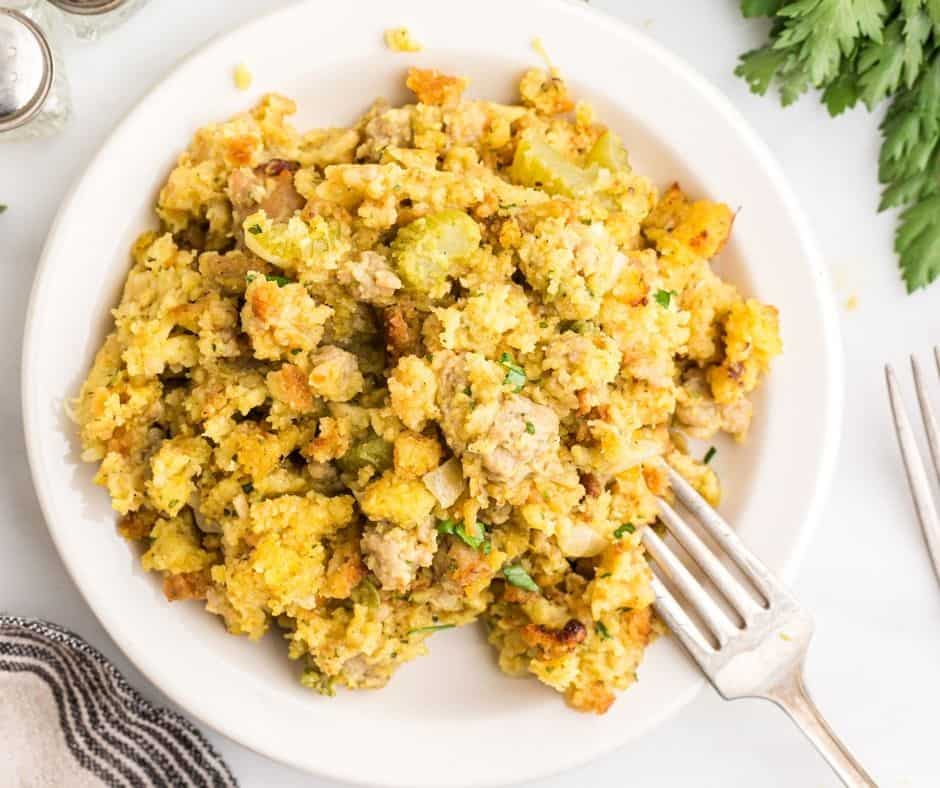 Air Fryer Cornbread Sausage Stuffing