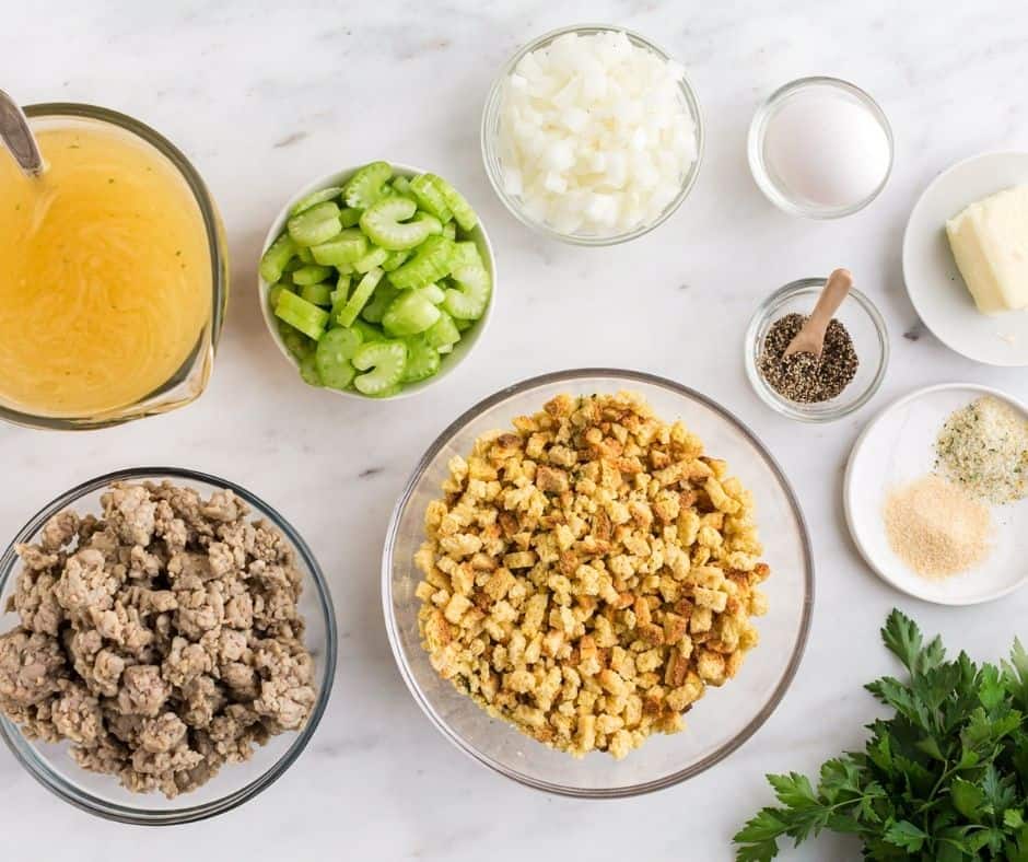 Ingredients Needed For Air Fryer Cornbread Sausage Stuffing
