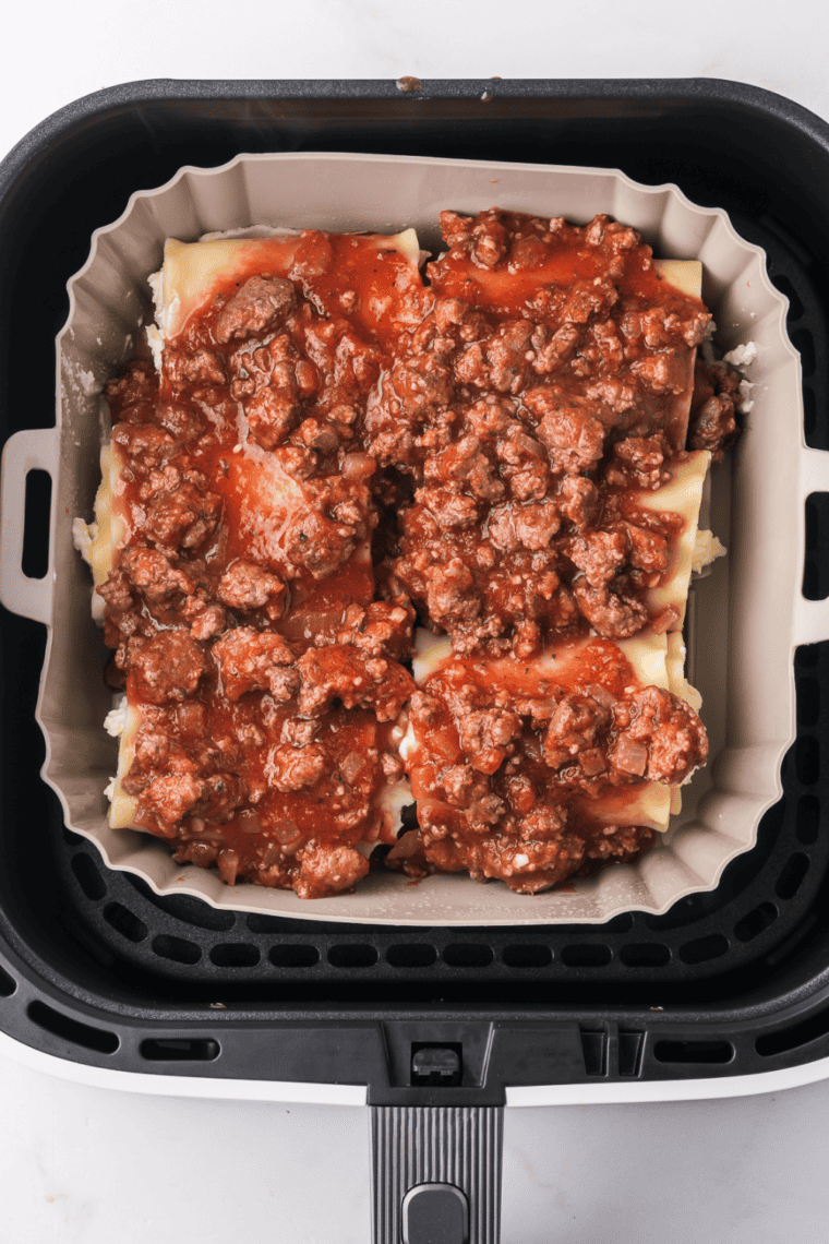 Golden, crispy Air Fryer Lasagna Rolls filled with ricotta, marinara sauce, and melted cheese.