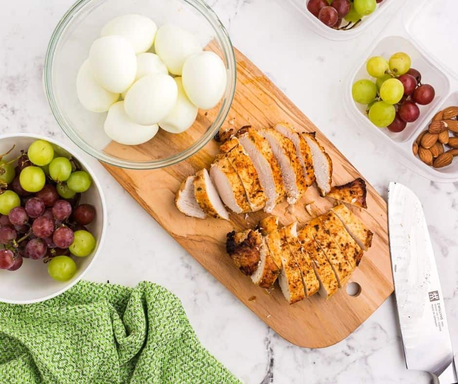 Homemade Starbucks Protein Bistro Box packed with fresh fruits, cheese, and eggs
