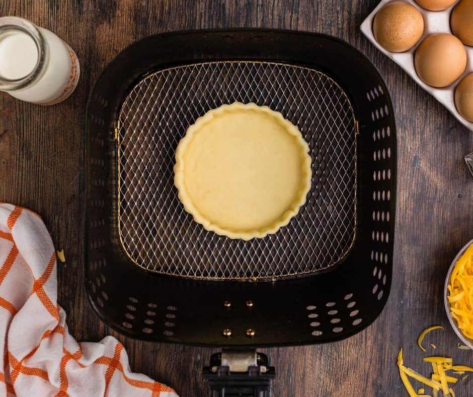 Step-by-step process of making Air Fryer Asparagus Quiche with creamy eggs, cheese, and fresh asparagus