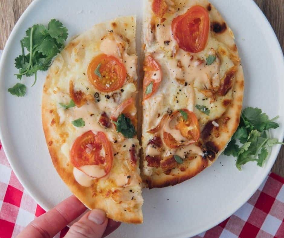 Air Fryer Copycat Panera Flatbread Chipotle Chicken and Bacon Pizza