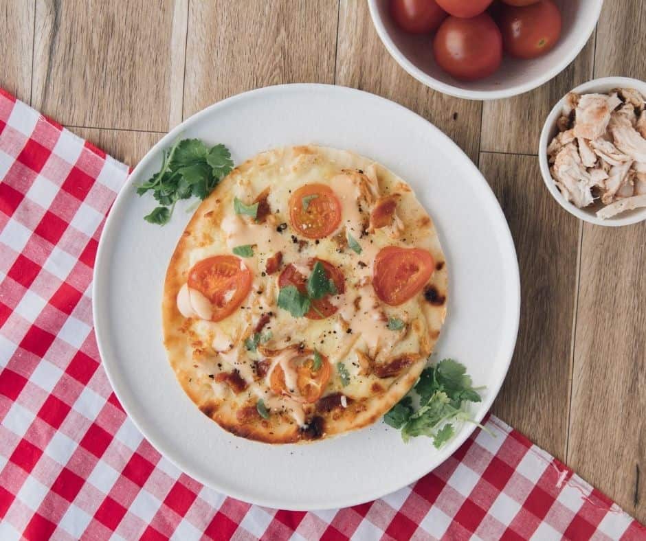 Air Fryer Copycat Panera Flatbread Chipotle Chicken and Bacon Pizza