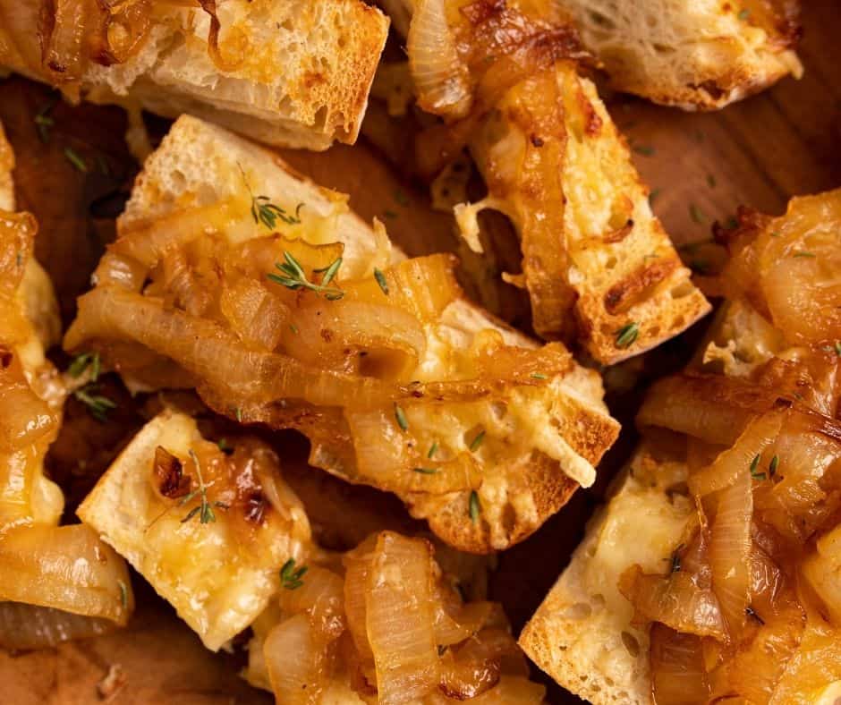 Air Fryer French Onion Cheese Bread is a crispy, savory treat made with caramelized onions, melted Gruyere cheese, and fresh thyme, perfect as a snack or side dish.