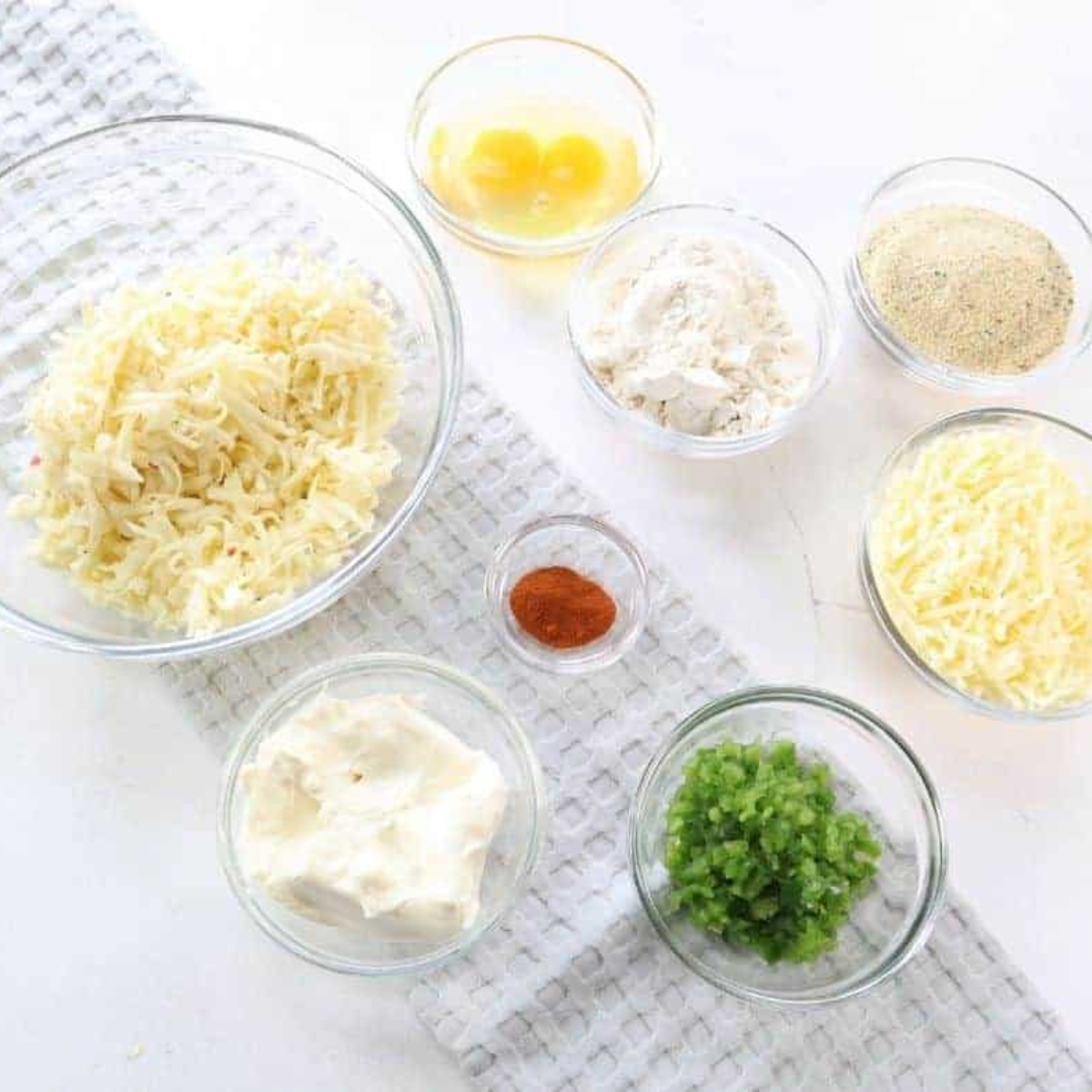 Ingredients needed for Air Fryer Rattlesnake Bites on kitchen table.