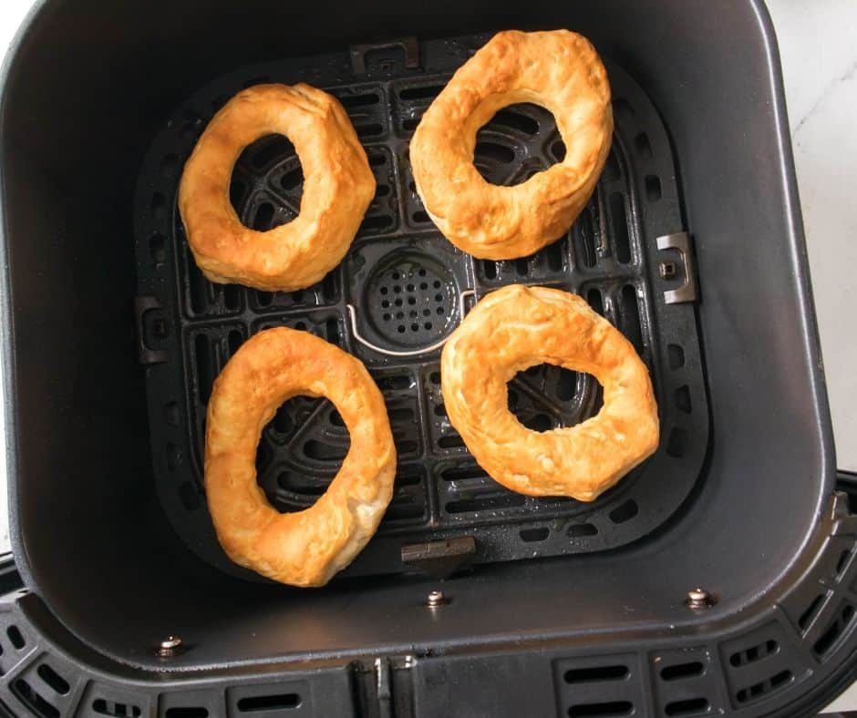 Bake the donuts until they’re golden brown.