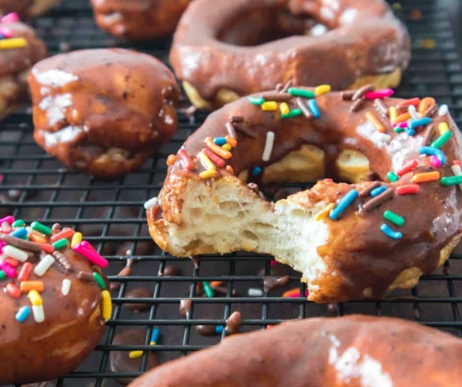 Air Fryer Chocolate Frosted Donuts