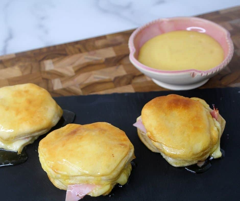 Air Fryer Ham and Cheese Biscuit Sandwiches