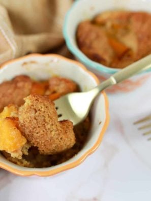 Air Fryer Peach Cobbler Mug Cake