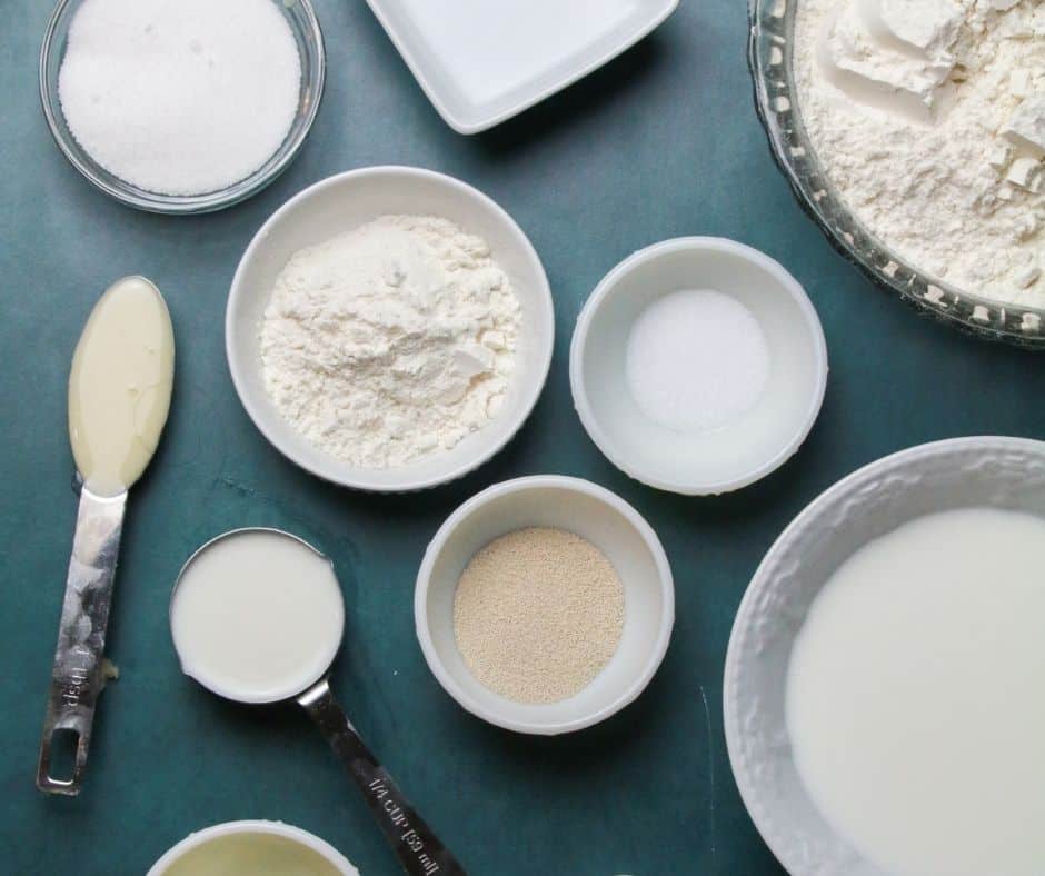 Ingredients Needed For Air Fryer Hokkaido Milk Bread on kitchen table.