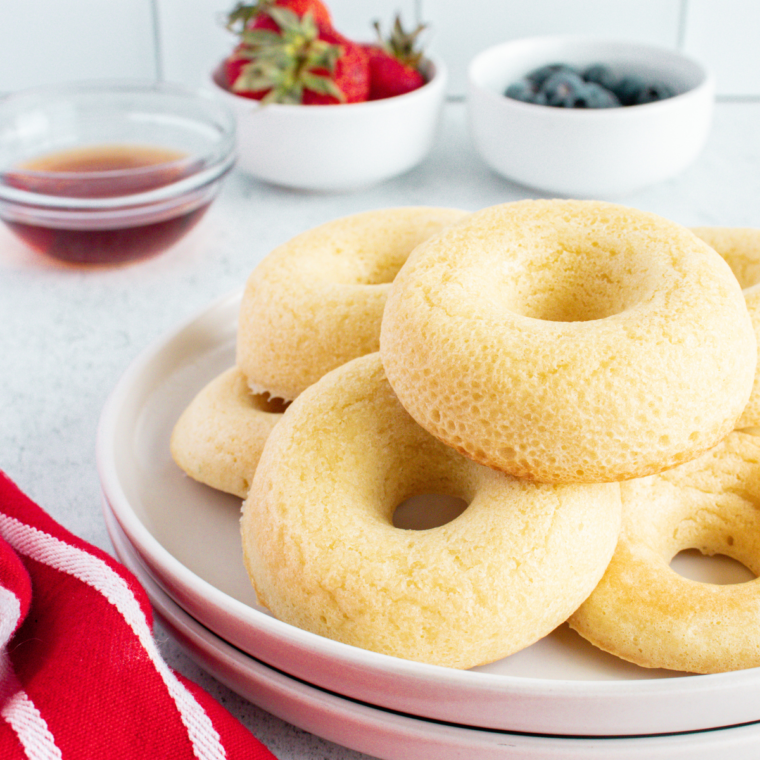 Fluffy pancake donuts made in air fryer, ready to serve