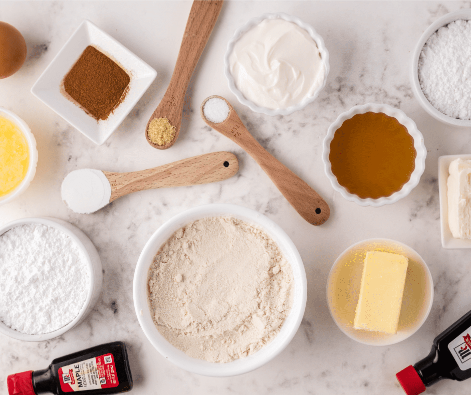 Ingredients Needed For Air Fryer Funnel Cake Fries on kitchen table.