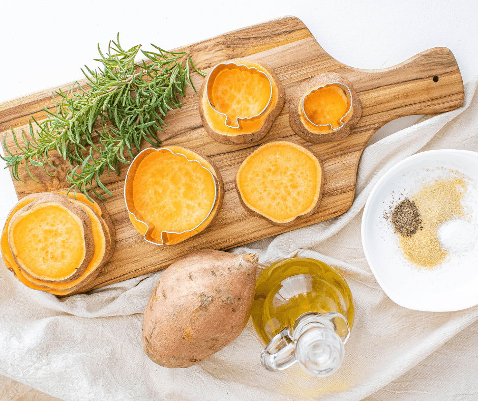 Ingredients Needed For Air Fryer Roasted Sweet Potato Jack-O-Lanterns