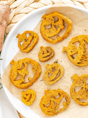 Air Fryer Roasted Sweet Potato Jack-O-Lanterns