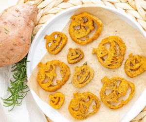 Air Fryer Roasted Sweet Potato Jack-O-Lanterns