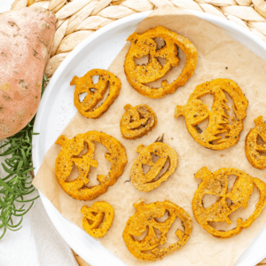 Air Fryer Roasted Sweet Potato Jack-O-Lanterns