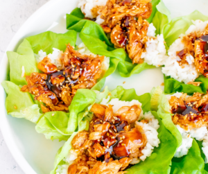 Air Fryer Salmon Teriyaki Lettuce Cups