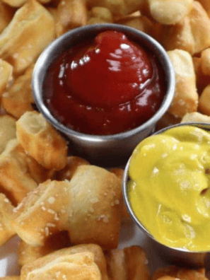 Delicious Arby’s Three Pepper Sauce served with crispy pretzels. This homemade version of the spicy, tangy sauce is perfect for dipping and elevates any snack or meal