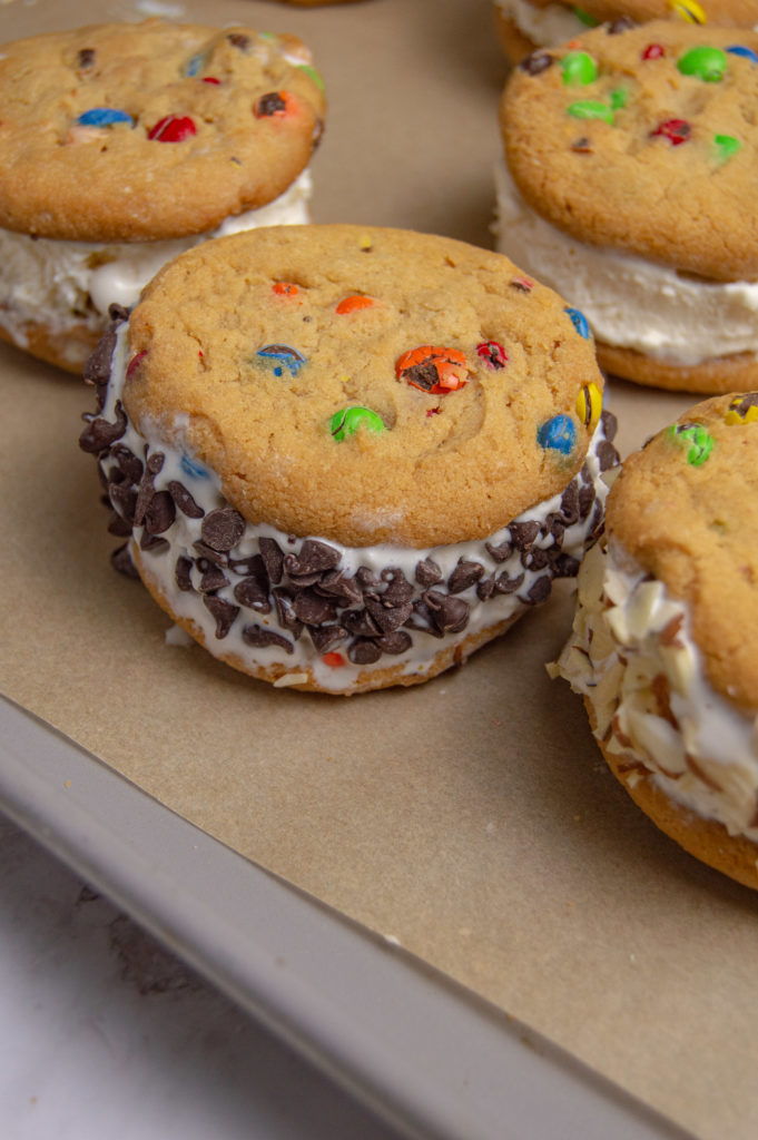 "Baking chocolate chip cookies in the air fryer for homemade ice cream sandwiches."