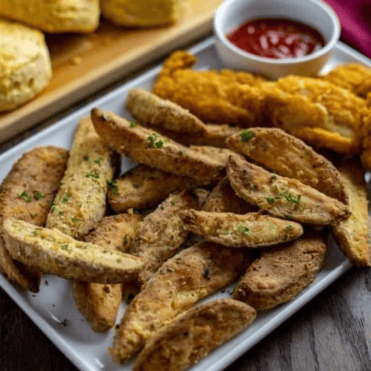 Air Fryer Copycat KFC Potato Wedges, crispy, golden, and perfectly seasoned.