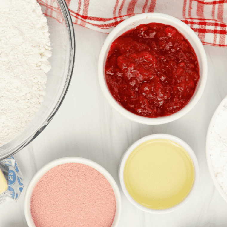 Ingredients needed for 3 Ingredient Cream Cheese Frosting Without Butter on kitchen table.